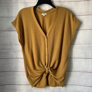 Eyeshadow Golden Yellow Cardigan Knit Sweater Button Up Size Small
